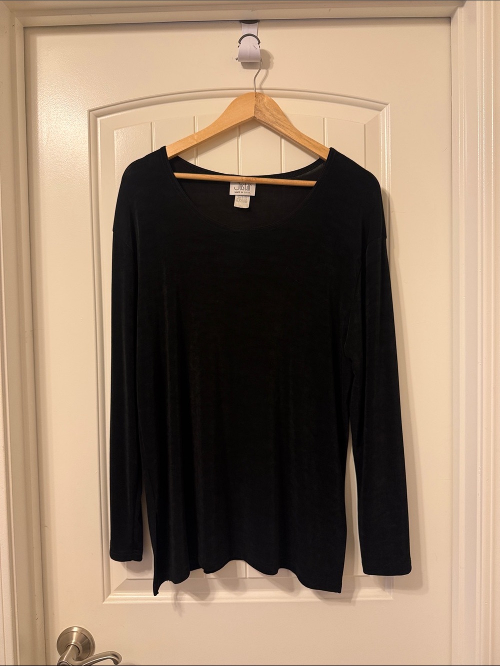 Jostar Black Long-Sleeve Scoop Neck Tee - Classic Layering Top